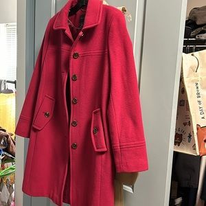 Lands End beautiful cherry wool middle coat